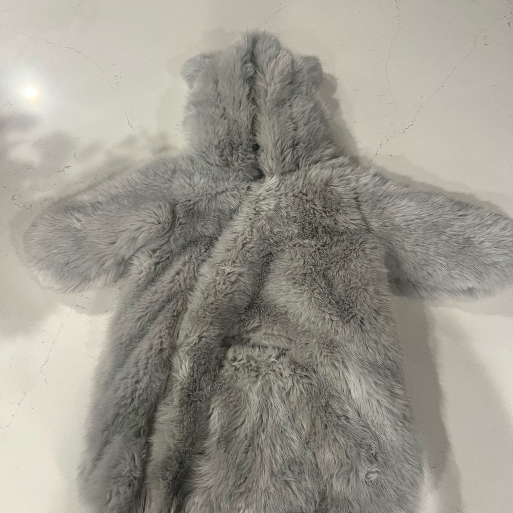 Cozy Gray Faux Fur Hooded Jacket